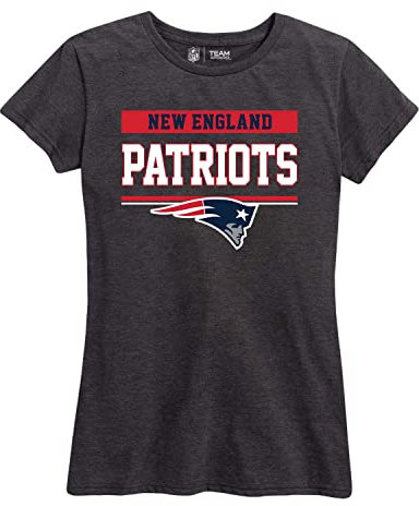 NFL Damen T-Shirt, lockere Passform, Fußballbekleidung, ohne Etikett, kurzärmelig, New England Patriots - Schwarz, Größe M (US)
