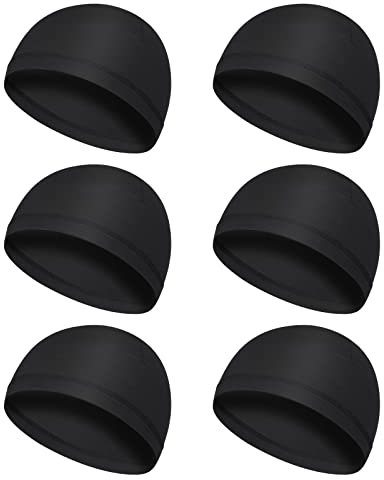 Yolev 6 Stück Sommer Fahrradhelm Kappen Schwarz Stretch Helmfutter Schnell Trocknend Radfa Hren Schädelkappen für Männer und Frauen