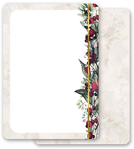 100 Blatt Briefpapier Weihnachten MISTELZWEIGE - DIN A6 Format - Paper-Media