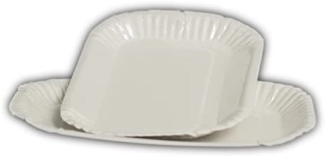 Commerline Lot de 100 assiettes en carton KU60, Assiettes en papier, Assiettes à frites, Assiettes jetables en papier, Assiettes de fête jetables, Vaisselle en carton (100, KU60)