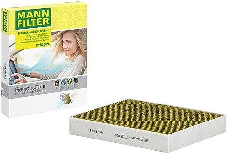 MANN-FILTER Filtre d'habitacle Filtre à charbon actif avec polyphenol, avec effet antibactérien, Filtre à poussière fine (PM 2.5), avec une activité antifongique, Filtre à charbon actif FP 28 009