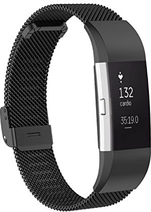 Gheper Metallband Kompatibel mit Fitbit Charge 2 / Charge 2 HR Mesh Woven Edelstahl Smartwatch Armbänder Ersatzarmband