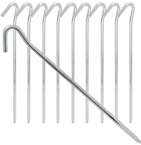HAFIX Erdanker Erdspieß 230 x 20 x 6 mm, verzinkt, 15 Stück, Zelthering | Stabiler Bodenanker aus verzinktem Stahl für Zelte, Planen, Trampoline, Zäune, Rankhilfen und Gartenbefestigungen.