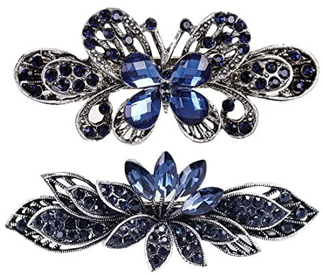 JINWEORI 2 Stück Elegante Haarspangen für Damen Mädchen,Glitzernde Mode Exquisite Blume Design Haarspange Clip Haarnadel Bogen Haarschmuck