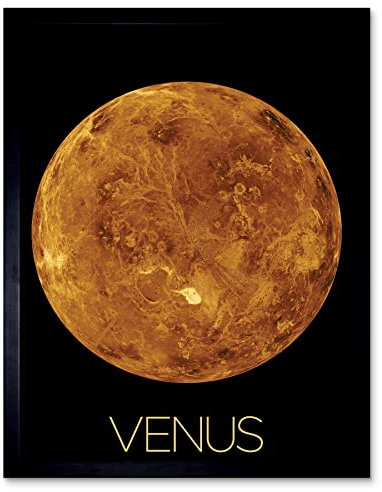 Artery8 NASA Our Solar System Venus Planet Northern Hemisphere Art Print Framed Poster Wall Decor 12x16 inch