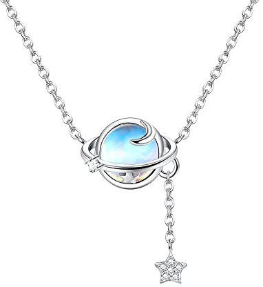 Adramata 925 Silber Halskette für Damen Mondstein Anhänger Halskette Silber Kette Damen Freundschaftskette Geschenke für Sie Muttertagsgeschenke Geschenke für Freundin Geschenke für Frauen