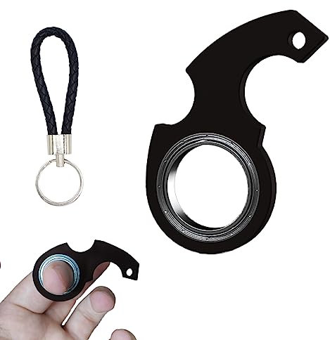 Darryy Porte-clés Spinner Fidget Toys, Keychain Spinner Fidget Ring, Porte-Clés Rotatif Fidget Toys, Petits Jouets pour Réduire Le Stress et Favoriser la Concentration (Noir)