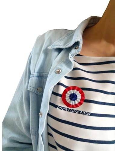 Broche Cocarde tricolore de la Révolution française/Rosette républicaine - Made in France - Bleu Blanc Rouge (5 cm / 1,9 inches)