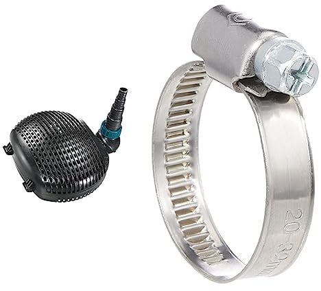 AquaForte EC 10.000 Filter/Teichpumpe, 68 Watt, Fördermenge 10.000 Liter pro Stunde & Cornat Schlauchschelle - Ø 20-32 mm Spannweite - 9 mm Bandbreite