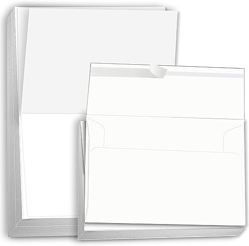 Hamilco Faltkarten, blanko, mit selbstklebenden Umschlägen, 12,7 x 17,8 cm, weißes Kartonpapier, 36,3 kg Einband, 100 Stück