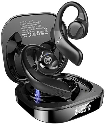 BANIGIPA Open Ear True Wireless Earbuds, Bluetooth 5.3 Headphones w/Immersive Premium Sound, IP54 Waterproof Open-Ear Earbud w/DSP Noise Cancelling Mic for Sports, 10g Ultra-Light, 50H Playtime