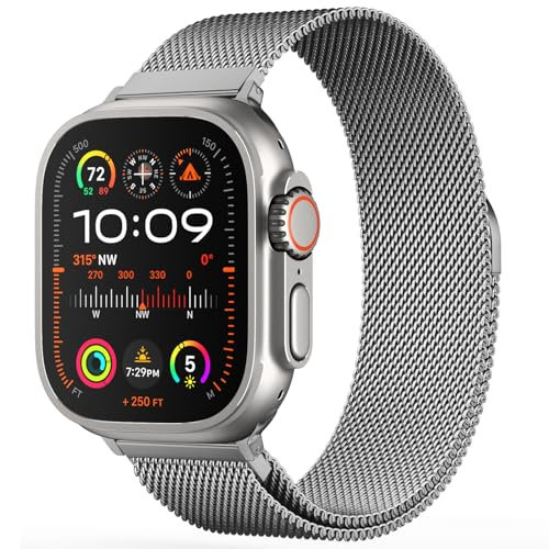 Originale Loop Milanese in Titanio Acciaio Inossidabile Compatibile con Apple Watch Cinturino 49mm 46mm 45mm 44mm 42mm 41mm 40mm 38mm, per iWatch Ultra 2/Ultra, SE, 10 9 8 7 6 5 4 3 2 1