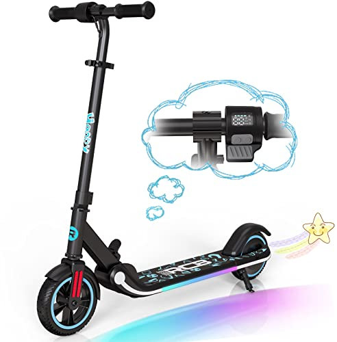 RCB Elektroroller für Kinder 6-12 Jahren, 150W Motor - Max 16Km/h - Bluetooth Lautsprecher - LED-Regenbogenlicht - Faltbarer - LED-Anzeige,E Scooter für Kinder und Jugendliche
