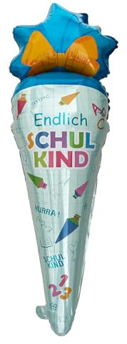 Oblique Unique® Schuleinführung Folienballon Zuckertüte oder Schulkind Luftballon Hänge Deko für Einschulung Schulanfang Schulstart Dekoration Schule Ballon (Zuckertüte - Endlich Schulkind)