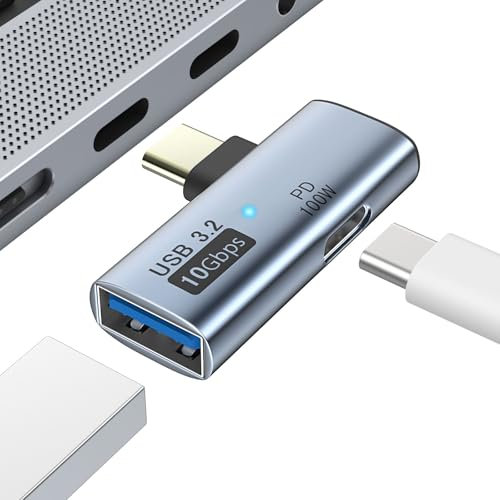 MoKo 2 en 1 Adaptador USB C a USB 3.2 con Puerto de Carga Tipo-C, Adaptador USB C Macho a USB Hembra OTG Convertidor para ROG Ally, Steam Deck, Quest 2, iPhone Serie 15, iPad, MacBook y Más, Gris