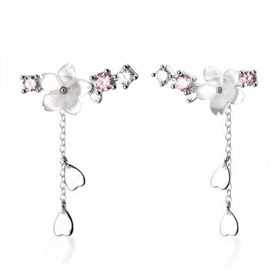 HSIXHAF 1 paio Argento Colore Moda Fiore Fiori di ciliegio Design Signora Donne Orecchini Pendenti Gioielli Regalo, Regali per la festa della mamma, San Valentino, anniversario di matrimonio