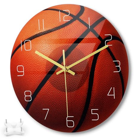 IMIKEYA Basketball-wanduhr Mit Kugeldesign Geräuscharme Stumme Hängeuhr Aus Acryl Für Wohnzimmer Schlafzimmer Arbeitszimmer Büro