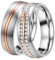 DOOSTI Partnerring/Trauring/Freundschaftsring - Shining Wave Bicolor Chirurgischer Edelstahl 316L - Damen und Herren Variante - Mit Gratis Wunschgravur (Ring ohne Zirkonia, 60)