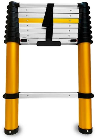 Drabest - MAX - Teleskopleiter - Leiter Ausziehbar - Klappleiter, Aluleiter - bis 150 kg - Mehrzweckleiter, Ausziehleiter - Aluminium, Klappbar - Leiter 9 Stufen - 0,49x2,63x0,1 m