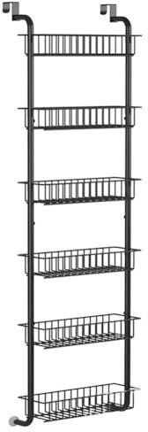 Organizador de armario colgante sobre la puerta de almacenamiento de 6 niveles ajustable para puerta de almacenamiento, organizador colgante de metal, estante de especias para pared, estantes para