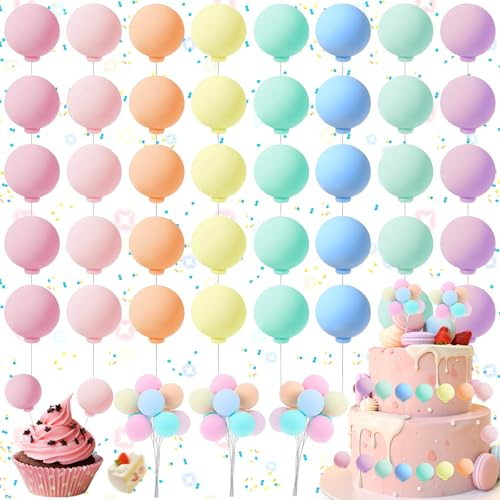 dcas 40 Stücke Mini Round Ball Cupcake Toppers,Tortendeko Kugeln Set
