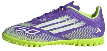 adidas F50 Club Turf Football Boots Kids, Scarpe da Calcio Unisex-Bambini, Purple Rush/Cloud White/Lucid Lemon, 33 EU