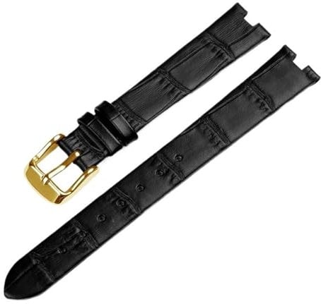YSABVCP Echtes Leder Armband Fit for Rado Kristall R2285415 Männlich Weiblich Kerbe Schmetterling Schnalle Armband Zubehör 14 18mm(Black-Golden-1,14x5mm)
