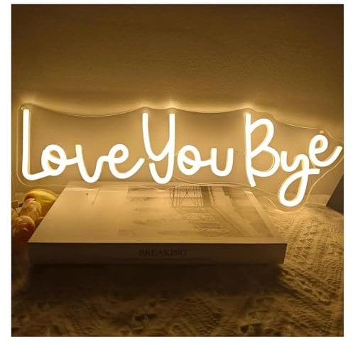 MENGE Hanging Art Neon Signs Love You Bye Neon Signs for Wall Decor LED Lights USB Room Home Entryway Hallway Wall Decor 47.5cmx15cm
