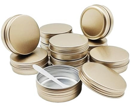 Wopanxye 10pack 2 Oz/60ml Round Aluminum Tin Cans, Metal Tin Sample Storage Jar, 60g Small Travel Container with Screw Top Cap for Lip Balm, Cream, Cosmetic, Candles, Salve, Eye Shadow, Powder, Tea