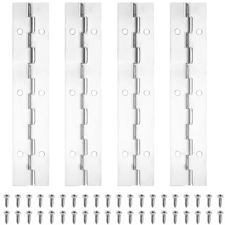 PATIKIL 6x1.2 Inch Piano Hinge,4 Pcs 304 Stainless Steel Continuous Hinge with Holes for Piano Gate Door Wooden Storage Box Cabinet Boat,Silver