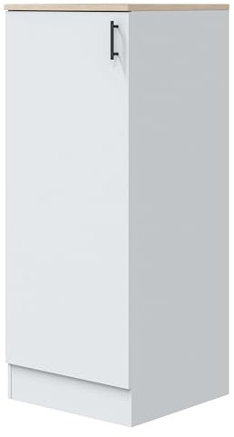 Módulo Inferior Columna de Cocina Kira con 1 Puerta Blanco Brillo y Roble Canadian 3 Estantes 60x148x60 cm Melamina