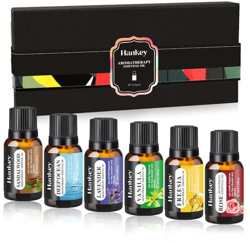Ätherische Öle Set für Diffuser, 6 x 10ML Aromatherapie Duftöle - 100% Naturreine Öle für Zuhause, Massage & SPA,Rose, Lavendel, Freesien, Deep Sea, Vanille, Sandelholz