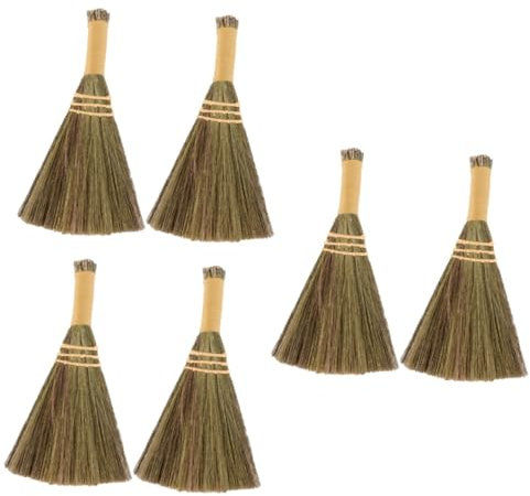 MAGICLULU 3 Juegos Miscanthus Pequeña Escoba AWN Accesorios Haloween Escoba De Bruja De Maíz Fregadora De Pisos De Limpieza Limpiando Suministros Miscanto Seco 2 Piezas * 3