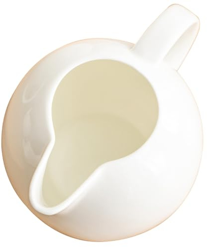 Ceramic Creamer Pitcher 300ml White Milk Jug for Coffee Shops | Handle Design, Serving Cream and Milk, Keeps Fingers from Heat, Suited for Western Restaurant Tables