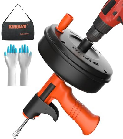 Rohrreinigungsspirale mit Bohraufsatz [10M] – Automatisches Einziehen & Flexibles Spiralset inkl. Metalltrommel für effektive Abflussreinigung & kontrollierbaren Zugang