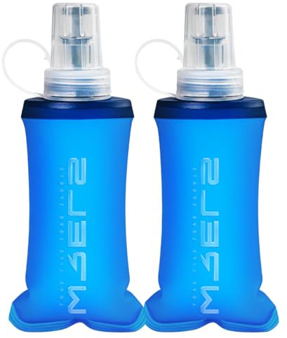 WRELS Lot de 2 bouteilles souples de course à pied, sans BPA, inodores, pliables pour la course, la randonnée, le ski, le cyclisme (150 ml, bleu foncé)