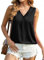 Hotouch Top de Satén Sin Mangas para Mujer Informal Cuello de Pico Elegante Blusa Camiseta Básica de Verano Nero XXL
