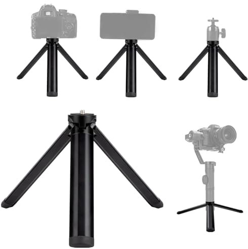 Mini Tripod 14.5 cm Hoch,Mini Stativ mit 1/4 Zoll Schraube,Tischstativ, für GoPro Smartphone Webcam DSLR-Kamera Camcorder Gimbal Mini Beamer (Schwarz)