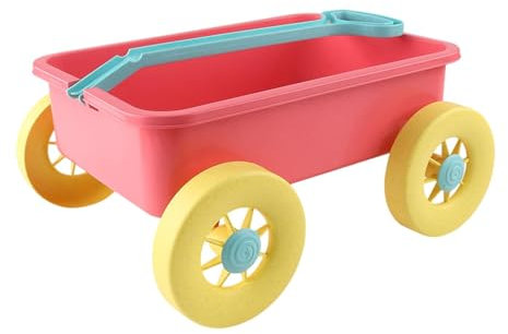 Beach Cart Toy, Large Storage Sand Trolley Kids, Outdoor Playset Digging, Portable Beach Toys Backyard, Garden, Outdoor Fun for Boys, Girls, 35x30.5x18cm