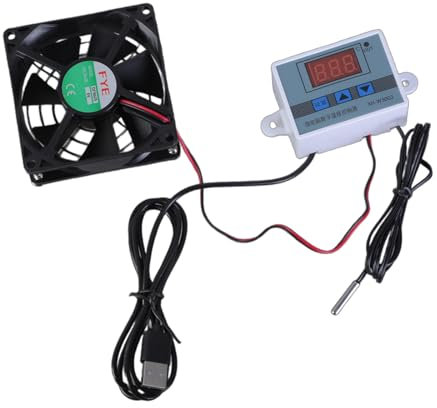 Xuanxi Ventilador silencioso USB para gabinetes con control de termostato de 0 a 40 ℃, ventilador de refrigeración de bajo ruido, entrada 5V1A, cable USB de 110 cm