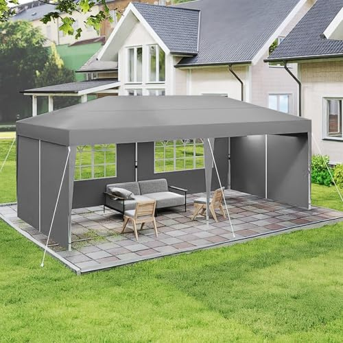 NAIZY Faltpavillon 3x6 m Pavillon Wasserdicht Gartenpavillon mit 4 Seitenteilen und Tragetasche Faltbar Zelt Polyester Partyzelt UV-Schutz Metall-Verstrebungen, Hellgrau