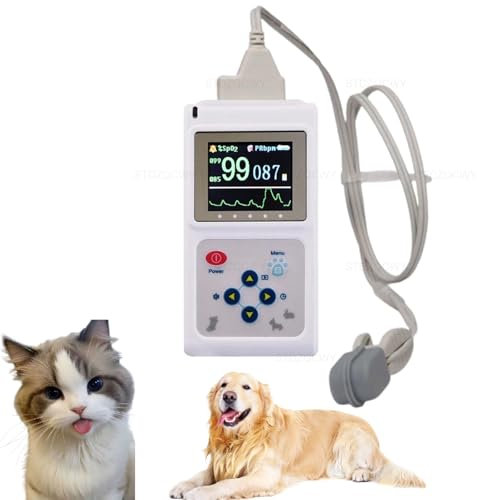 Tierärztliche Pulsoximeter für Haustiere - Handheld SpO2 Sensor mit Sonde und USB-Kabel zur Überwachung von Hunden, Katzen und Tieren in Familien- und Haustierkrankenhäusern