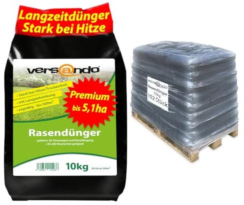 versando 1020 kg Engrais gazon longue durée été jusqu’à 5,1ha : apport nutritif parfait, idéal chaleur, sécheresse pour pelouse dense et verte – premium