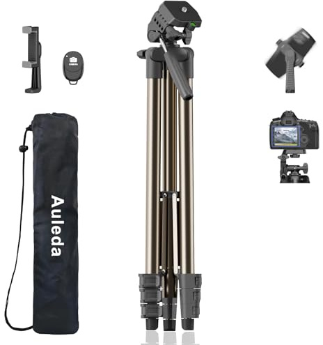 71″ Camera Tripod Aluminum Tall Tripod Stand Compatible with Canon Nikon with Wireless Remote Phone Holder and Bag Max Load 6.6 LB VT-831HYS