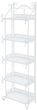 YOICUATGNA 5 Ebenen Klappregal, Aufbewahrungsregal, 30 kg Tragkraft, Pflanzenregal Standregal Bücherregal,für Küche, Bad & Schlafzimmer (Weiß)