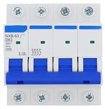Disjoncteur différentiel type D 4 pôles 1 A, 2 A, 3 A, A, 6 A, 10 A, 16 A, 20 A, 25 A, 32 A, 40 A, 50 A, 63 A, DZ47, NXB-D63, pièce(D63A)