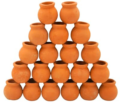 Yuvori Lot de 20 pots de fleurs en terre cuite pour plantes grasses, cactus, loisirs créatifs, jardin féérique, maison de poupée (Ventre Sans trou de drainage, 1,7 cm)