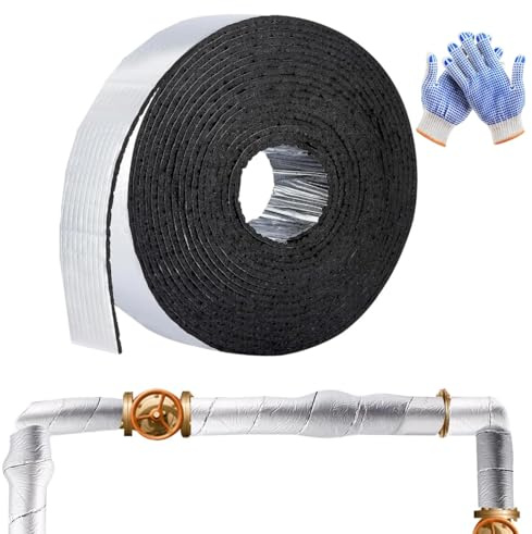 Rohrisolierung Schaumstoff 5CM x 10M(1cm dick) Heizungsrohr Isolierung zum Wickeln Selbstklebend Rohrumwicklung Rohrisolierungsfolie Isolierband für Rohrschutz Verhindert Einfrieren Innen-Außenbereich