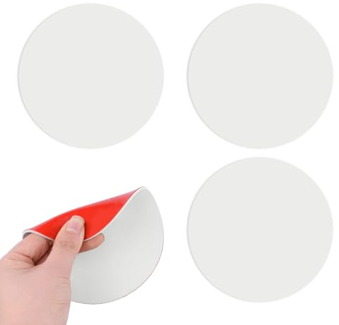 UFURMATE Lot de 4 cache-trous ronds en caoutchouc vierge de 12,7 cm - Plaque murale décorative autocollante pour trous, rayures (blanc)