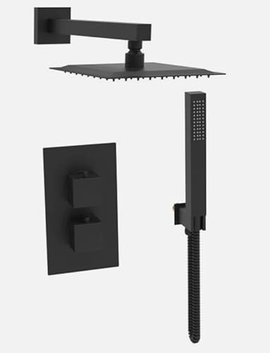 Concealed Thermostatic Shower Valve Set Square Black